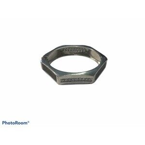 Silver Hinged Rhinestone Bangle Bracelet